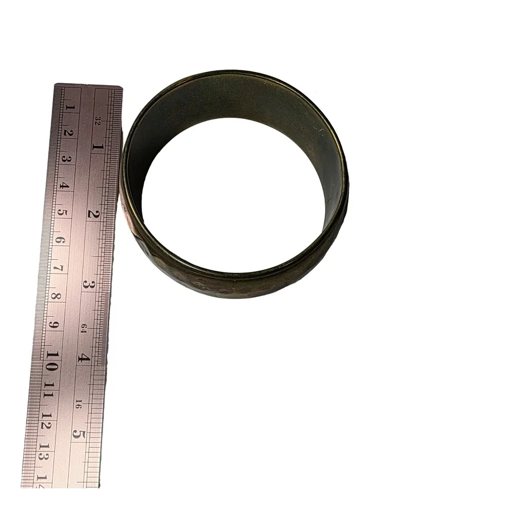 Vintage Wide Brass Tone Bangle Bracelet Hammered Texture Boho Bohemian Chunky - Picture 4 of 4